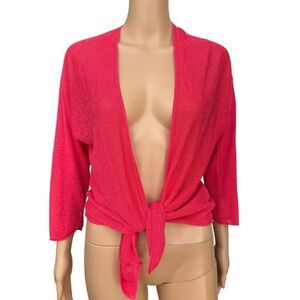 Nic+Zoe linen blend tie front women’s cardigan size M